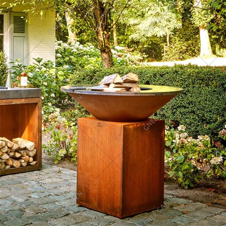Backyard Grill Faħam tal-Kannol BBQ Outdoor Familja Corten Steel Fire Pit BBQ