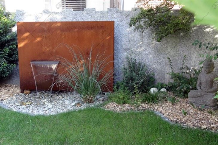Corten Steel Garden Water Fountain Durabbli Landscaping Ilma Karatteristika Ħajt