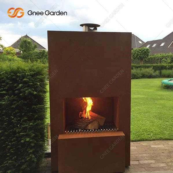 Corten Steel Outdoor Fireplace For Sale