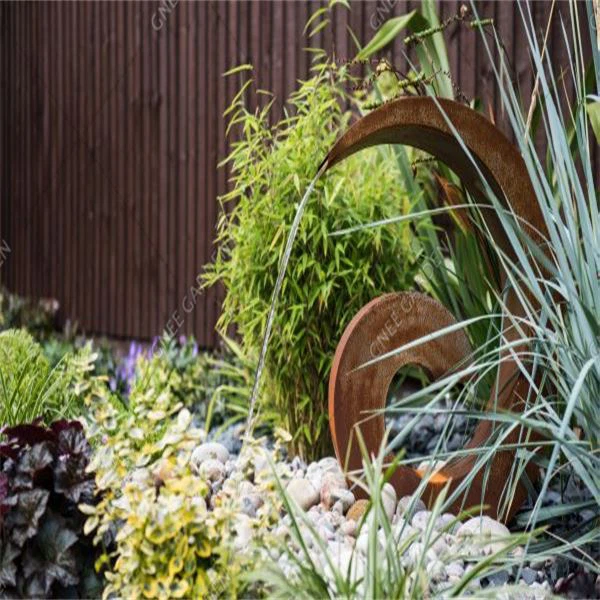 Customized Decorative Garden Corten Steel Water Fountain 110cm Corten Steel Waterscape