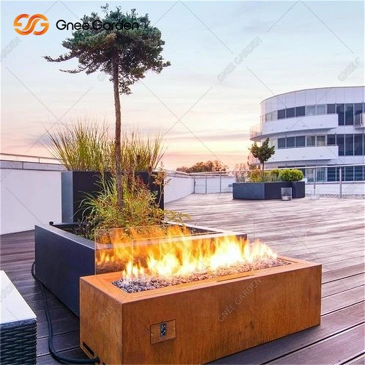 Customized Rusty Color Corten Steel Gas Fire Pit