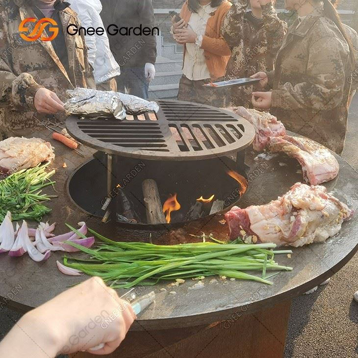 Easy Assemble Wood Fired Outdoor Barbecue Grill Carbon Steel Grill