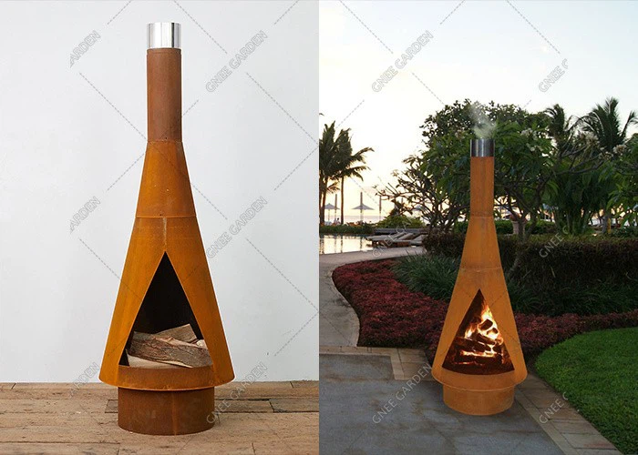 Outdoor Weathering Steel Fire Garden Fireplace