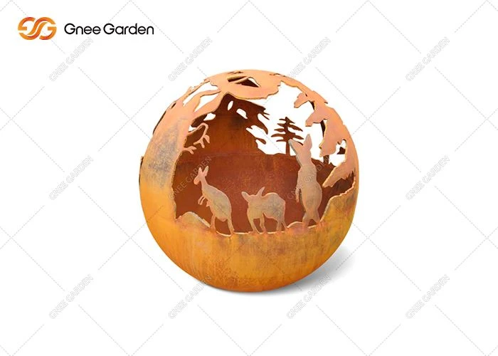 Sfera ta 'l-Azzar Corten tan-Nar Selvaġġ tal-Ħruq ta' l-Injam ta 'barra