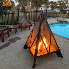 Nar tal-Ħruq tal-Injam Freestanding ta 'barra tal-Azzar Corten