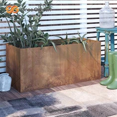 Custom Made Corten Steel Metal Planter Box Dettall bl-Aqwa Qsari tal-Fjura Professjonali