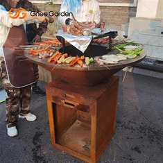 Heavy Duty Bbq Rusty Stil Ġnien Metall Injam Ħruq Corten Azzar Bbq Grill