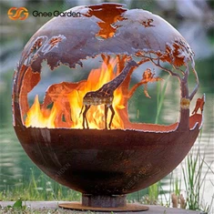 Laser Cut Corten Steel Fire Pit Ball