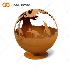 Ornamenti Corten Steel Horse Sphere Fire Pit