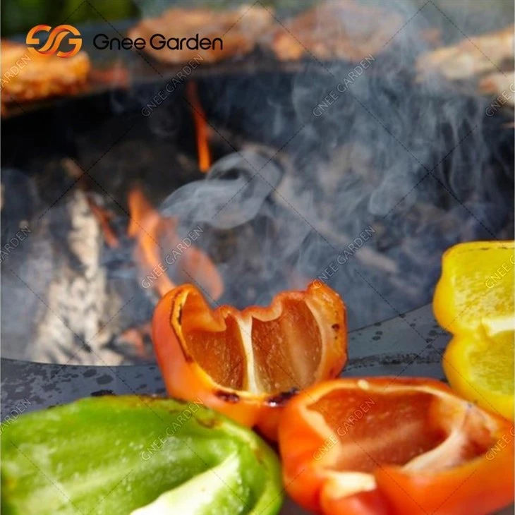 Weathering Steel Fire Pit With Barbecue Grill
