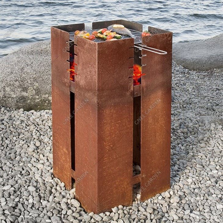 Bejgħ bl-ingrossa Garden Corten Steel Metal BBQ Grill