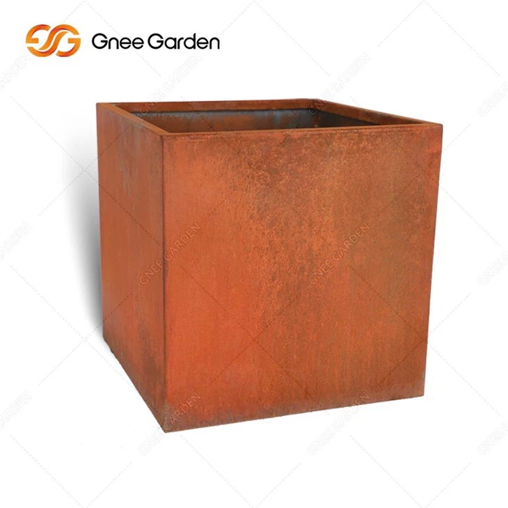 Antique Decorative Corten Steel Garden Flower Pot Steel Planter Box
