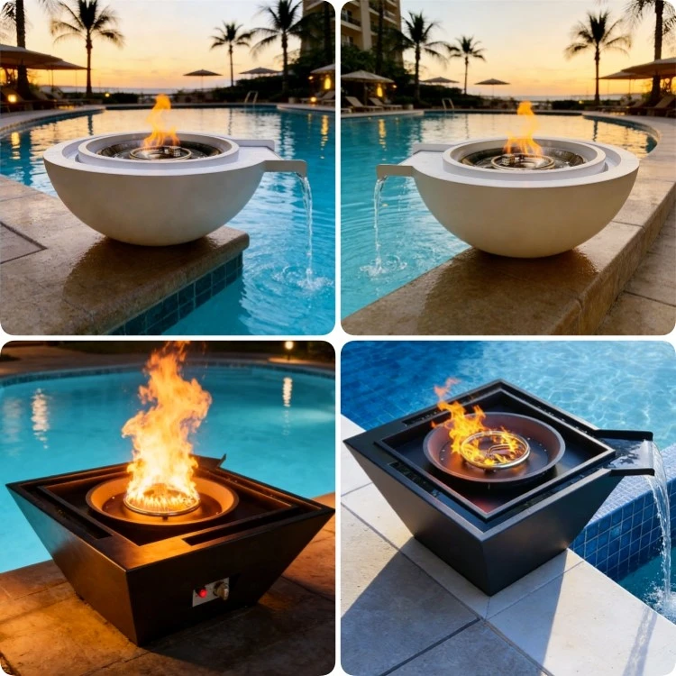 Multiple Styles Fire and Water Bowls for Pools Multiple Styles Fire and Water Bowls for Pools